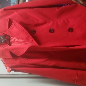 Celebrity Pink Red Pea Coat L
